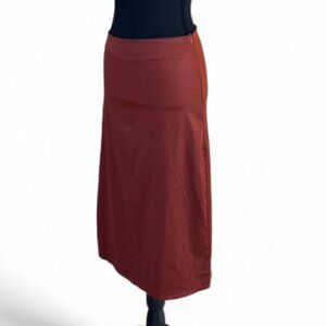 Rust-Colored Satin Midi Skirt Size S